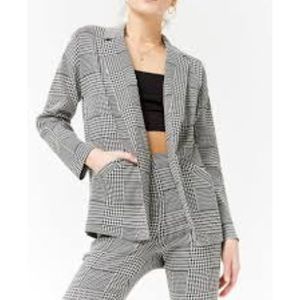Open-Front Glen Plaid Blazer and Pants set